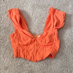 Hello Molly Vibrant Orange Crop Top